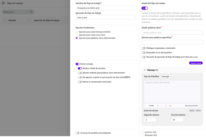 cmchat flujo de trabajo